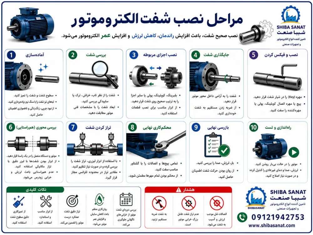 مراحل نصب شفت الکتروموتور
