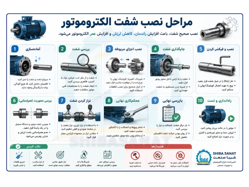 مراحل نصب شفت الکتروموتور